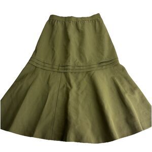 Vintage madame joconde Olive Army green a-line pleated skirt Size 9